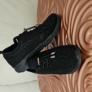 Sparkly Black Casual Slip on Sneakers size 38 or 7.5